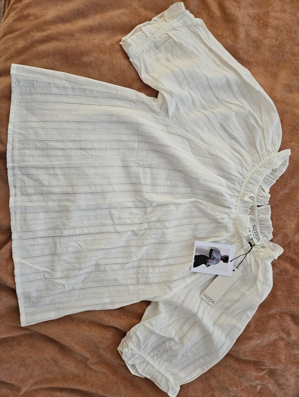 NWT Anthropologie Nation LA  Puff Sleeve Peasant Top